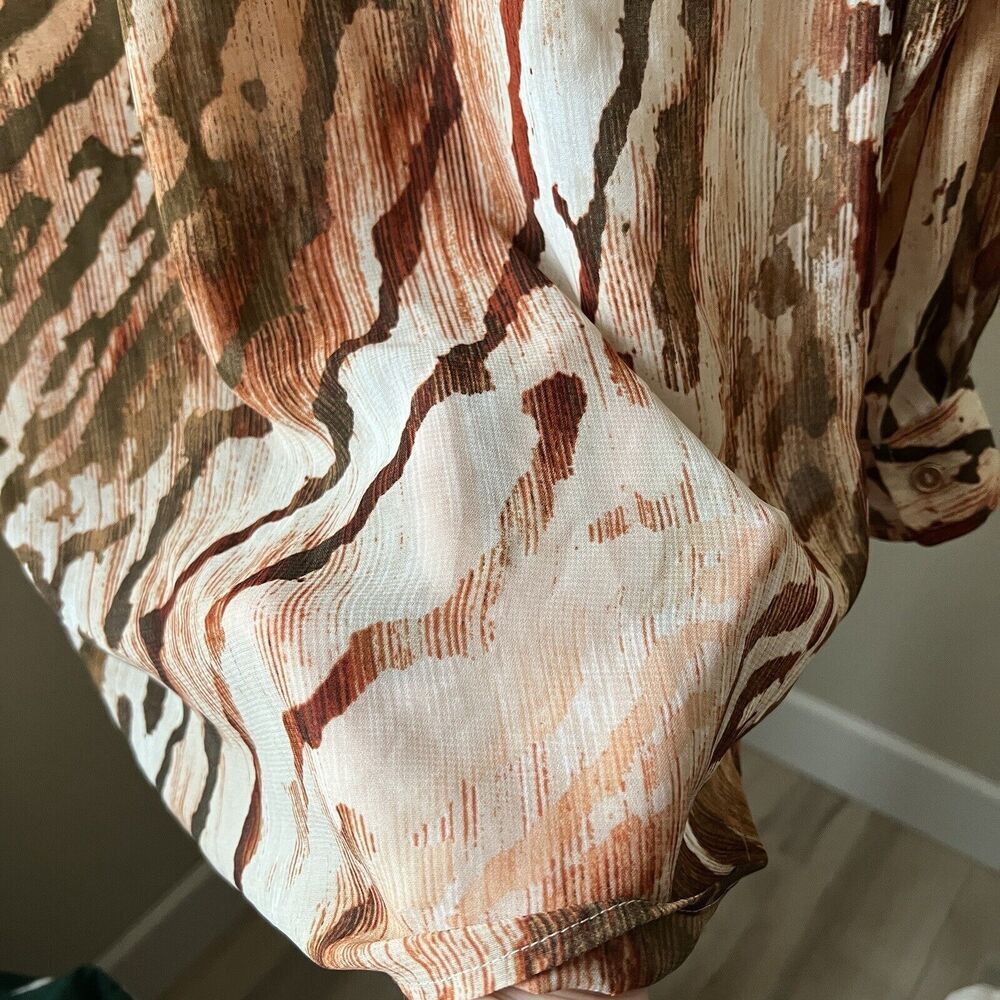 Chico's 0 Joceline Top Long Sleeve Shirt Button Sequin Collar Zebra Animal Chic - Picture 8 of 12